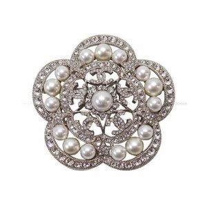 CHANEL Pearl & Crystal Floral Brooch